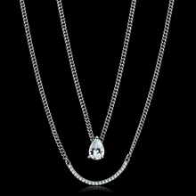 TS514 - Rhodium 925 Sterling Silver Necklace with AAA Grade CZ  in Clear