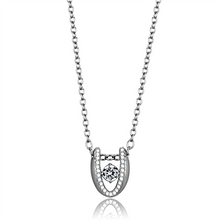 TS572 - Rhodium 925 Sterling Silver Necklace with AAA Grade CZ  in Clear