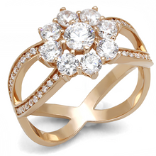TS586 - 925 Sterling Silver Ring Rose Gold Women AAA Grade CZ Clear