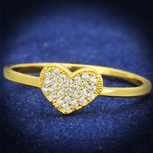 TS596 - 925 Sterling Silver Ring Gold Women AAA Grade CZ Clear