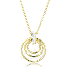 TS601 - 925 Sterling Silver Necklace Gold Women AAA Grade CZ Clear