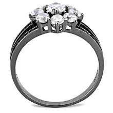 TS611 - 925 Sterling Silver Ring Ruthenium Women AAA Grade CZ Clear