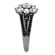 TS611 - 925 Sterling Silver Ring Ruthenium Women AAA Grade CZ Clear