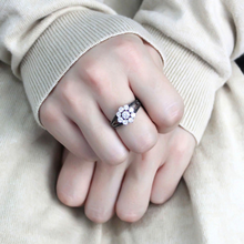 TS611 - 925 Sterling Silver Ring Ruthenium Women AAA Grade CZ Clear