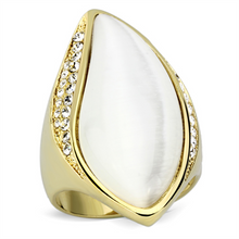 VL082 - Brass Ring IP Gold(Ion Plating) Women Synthetic White
