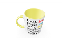 Always Unique White 11oz Ceramic Mug with Color Inside