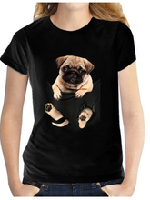Women's 3D Printed T shirt Dog Graphic 3D Print Round Neck Basic Tops 100% Cotton Black White