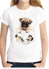 Women's 3D Printed T shirt Dog Graphic 3D Print Round Neck Basic Tops 100% Cotton Black White