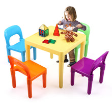 Kid Table and 4 Chairs Set, 5 PCs Kid Furniture with Activity Table and Colorful Chair for School Home Play Room XH