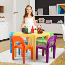 Kid Table and 4 Chairs Set, 5 PCs Kid Furniture with Activity Table and Colorful Chair for School Home Play Room XH
