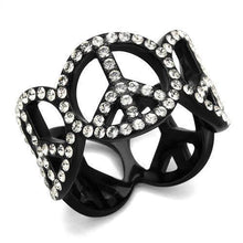 TK2194 - IP Black(Ion Plating) Stainless Steel Ring with Top Grade Crystal in Clear