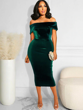 Velvet Off the Shoulder Dinner Dress