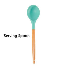 Food Grade Silicone Kitchenware Household Wooden Beech Handle Cooking Utensils Baking Tools