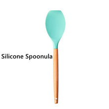 Food Grade Silicone Kitchenware Household Wooden Beech Handle Cooking Utensils Baking Tools