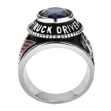 Trucker Ring in Synthetic Montana Glass Blue