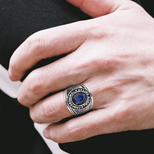 Trucker Ring in Synthetic Montana Glass Blue