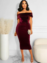 Velvet Off the Shoulder Dinner Dress
